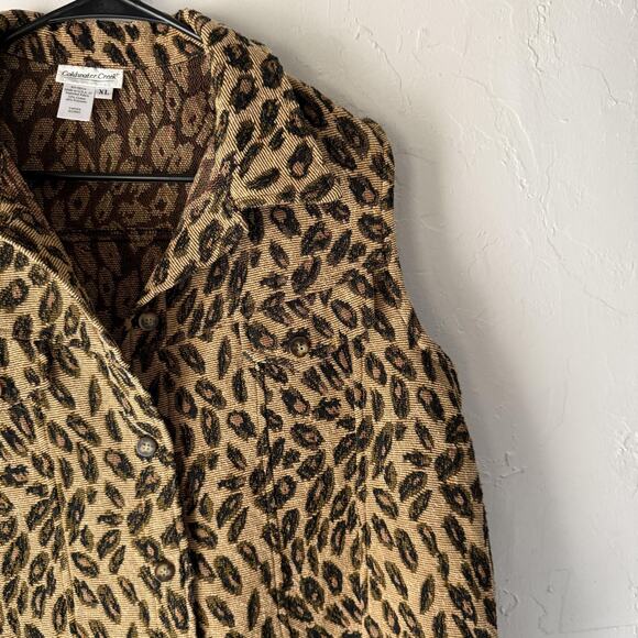 Coldwater Creek Vest Vintag XL Animal Print Button Front Pockets Casual Layering - Picture 2 of 7